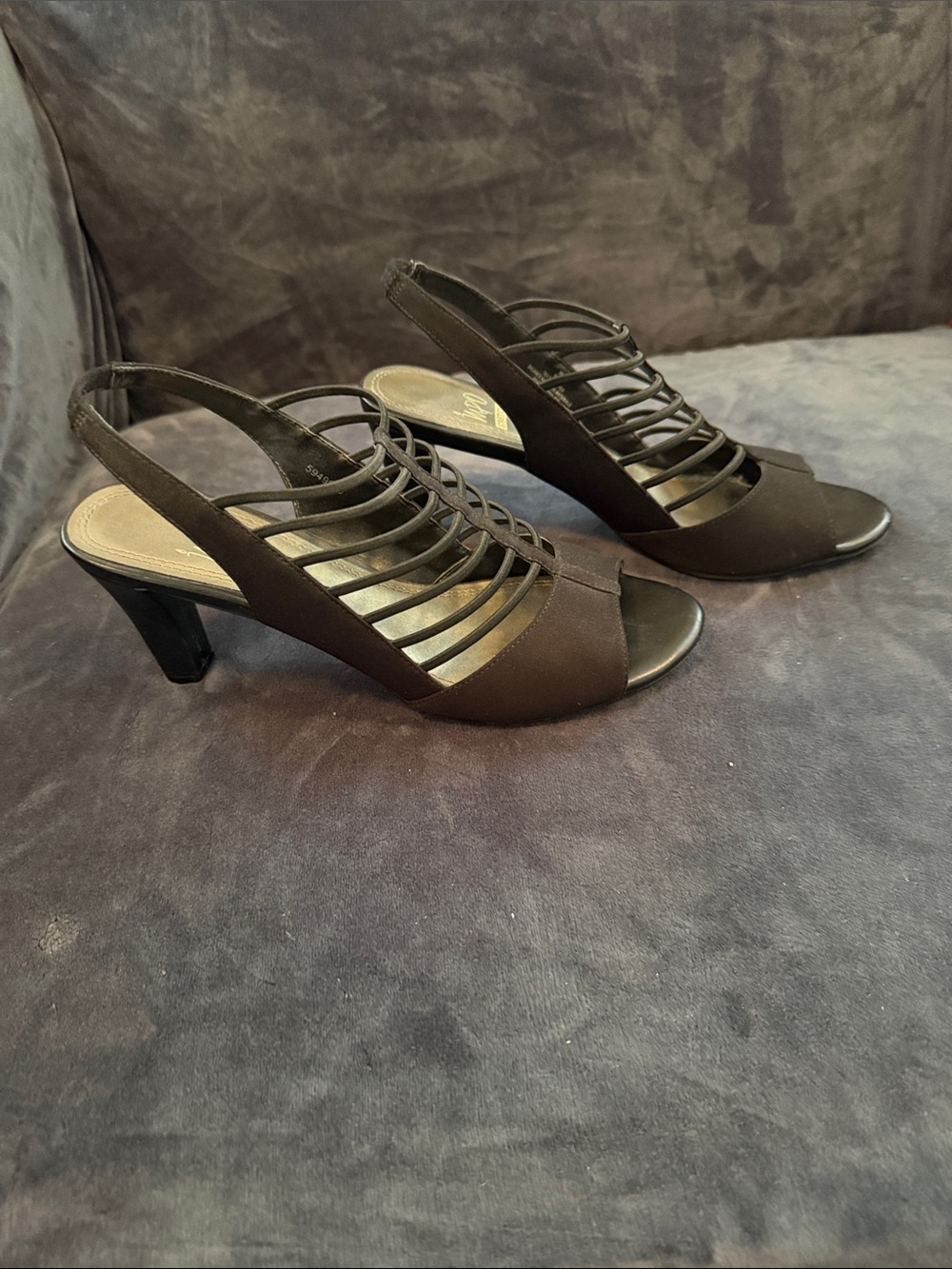 Impo Black Strappy Slingback Heels
